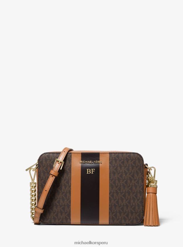 accesorios educacion fisica Michael Kors mujer bandolera ginny mediana con logo y rayas brn/bellota 8FX48V750