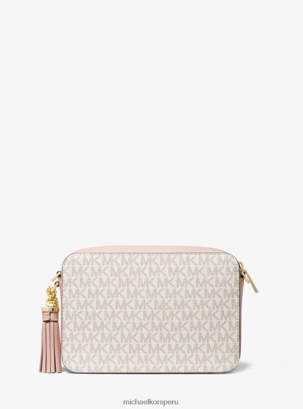 accesorios educacion fisica Michael Kors mujer bandolera ginny mediana con logo y rayas vainilla/rosa suave 8FX48V752