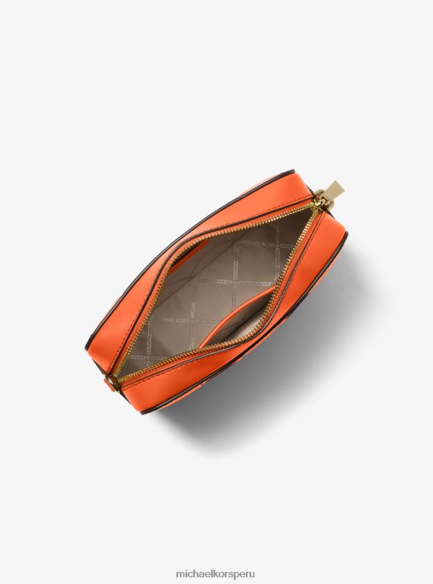 accesorios educacion fisica Michael Kors mujer bandolera ginny mediana de piel tejida naranja optico 8FX48V637