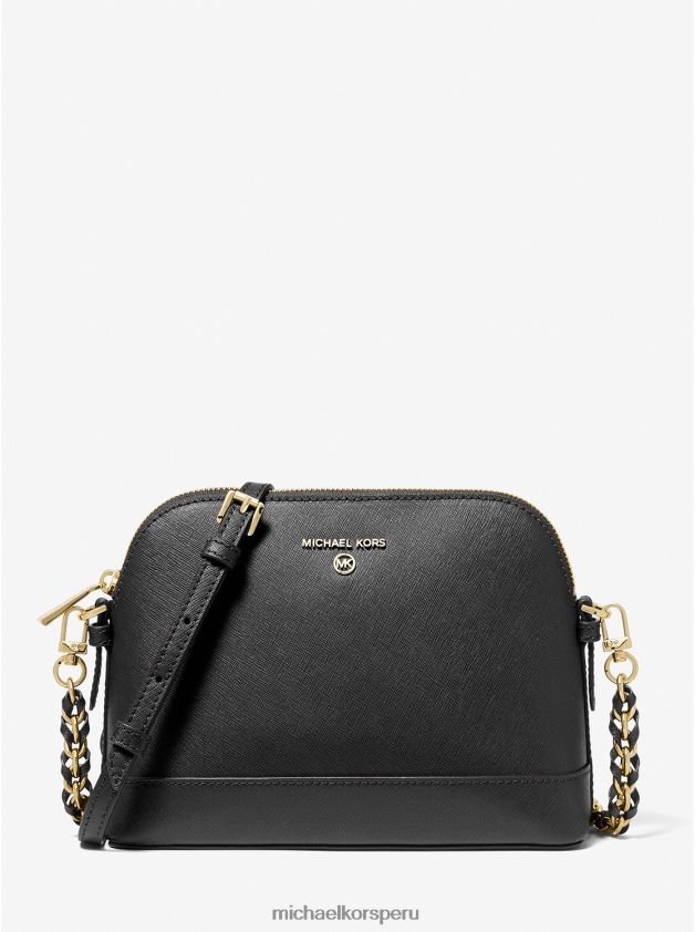 accesorios educacion fisica Michael Kors mujer bandolera grande con forma de cúpula de piel saffiano negro 8FX48V1016