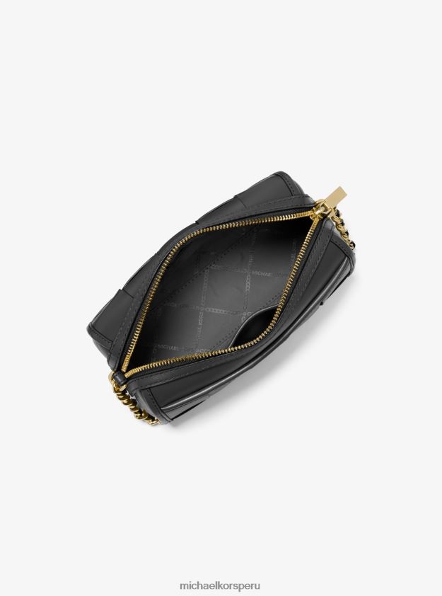 accesorios educacion fisica Michael Kors mujer bandolera jet set pequeña de piel tejida negro 8FX48V885