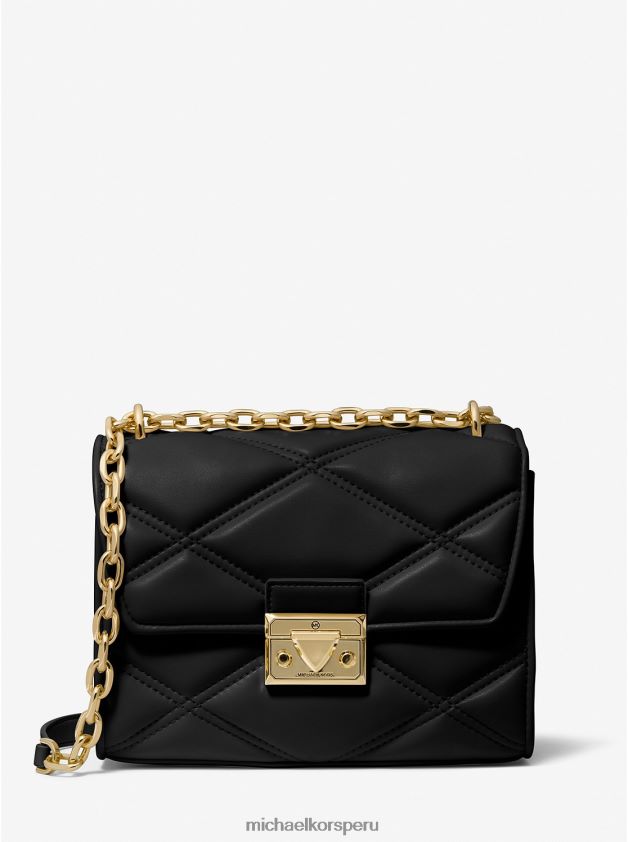 accesorios educacion fisica Michael Kors mujer bandolera pequeña serena de piel sintética acolchada negro 8FX48V780