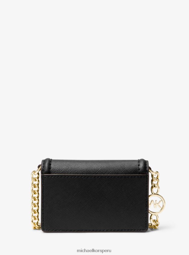 accesorios educacion fisica Michael Kors mujer bandolera tipo sobre pequeña Jet Set de piel saffiano negro 8FX48V740