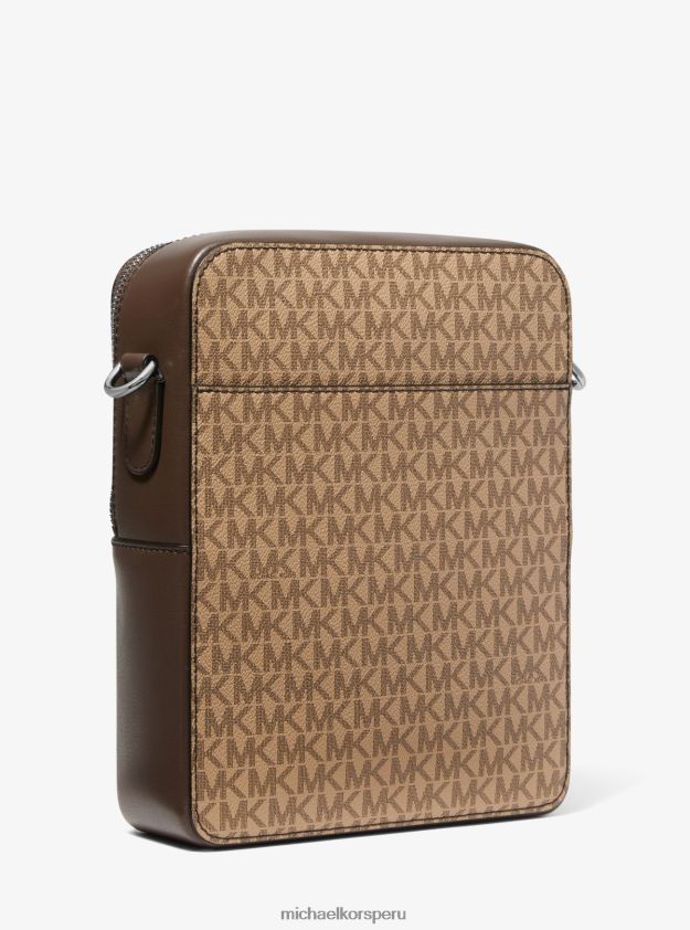 accesorios educacion fisica Michael Kors mujer bolsa de viaje Hudson con logo marrón/camello 8FX48V956