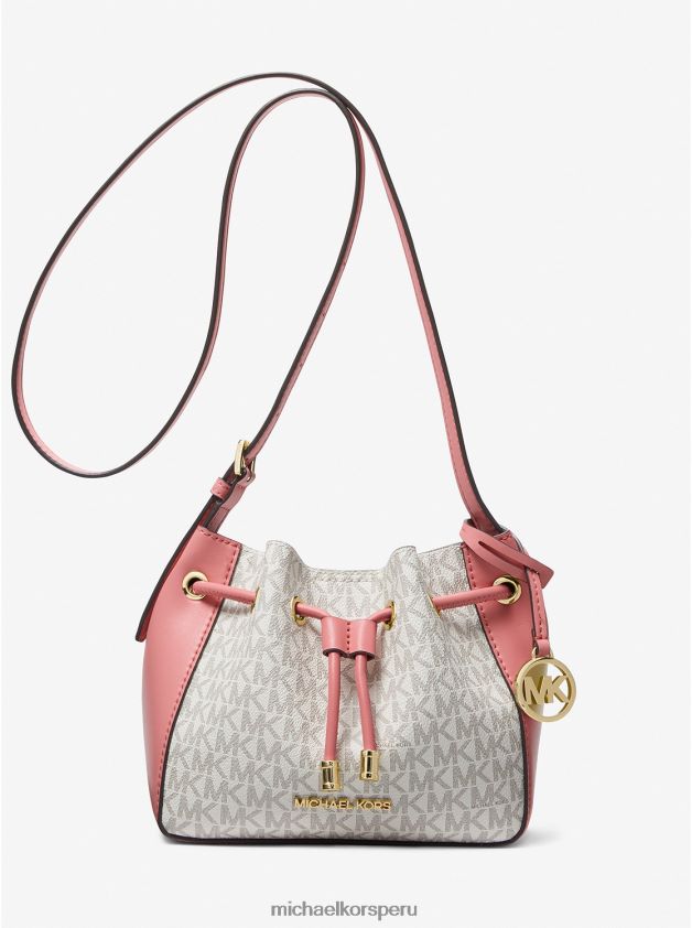 accesorios educacion fisica Michael Kors mujer bolso bombonera Phoebe pequeño con logo rosa de té mlt 8FX48V904