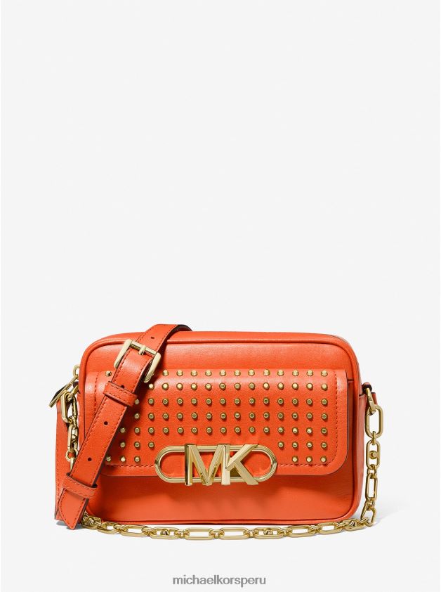 accesorios educacion fisica Michael Kors mujer bolso cruzado parker mediano de piel con tachuelas naranja optico 8FX48V670