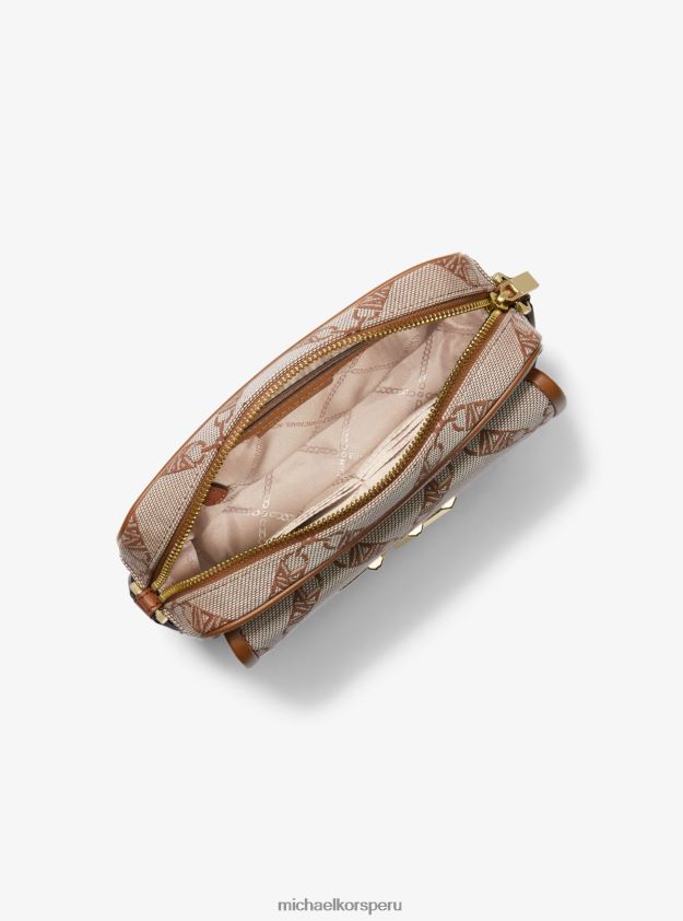 accesorios educacion fisica Michael Kors mujer bolso cruzado parker mediano en jacquard con logo imperio natural/equipaje 8FX48V844