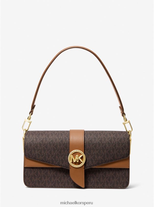 accesorios educacion fisica Michael Kors mujer bolso de hombro Greenwich mediano con logo brn/bellota 8FX48V929