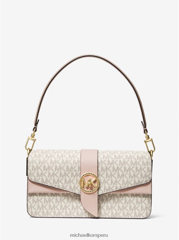 accesorios educacion fisica Michael Kors mujer bolso de hombro Greenwich mediano con logo vainilla/rosa suave 8FX48V930