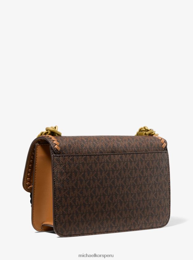 accesorios educacion fisica Michael Kors mujer bolso de hombro jaspeado grande con logo brn/bellota 8FX48V894