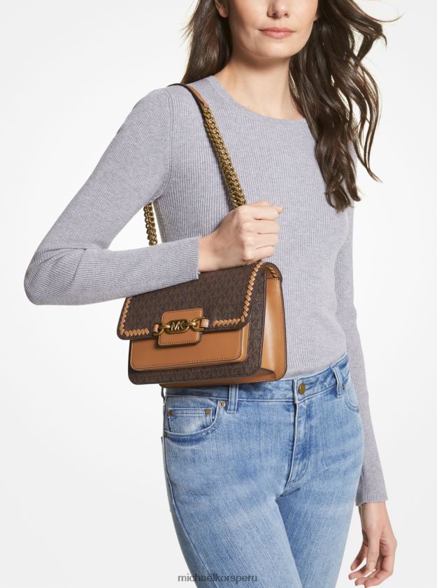 accesorios educacion fisica Michael Kors mujer bolso de hombro jaspeado grande con logo brn/bellota 8FX48V894