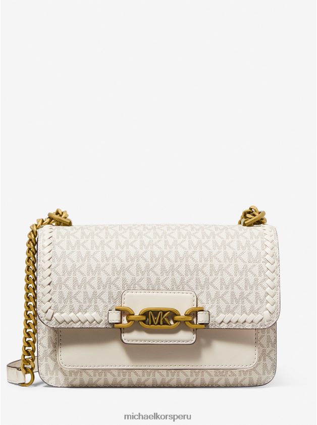 accesorios educacion fisica Michael Kors mujer bolso de hombro jaspeado grande con logo furgoneta/crema 8FX48V895