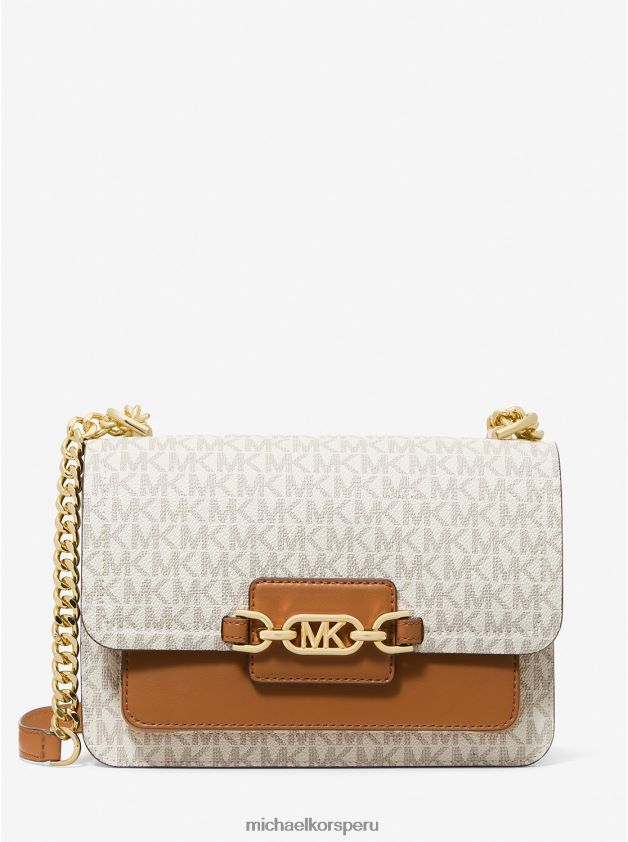 accesorios educacion fisica Michael Kors mujer bolso de hombro jaspeado grande con logo vainilla/bellota 8FX48V837