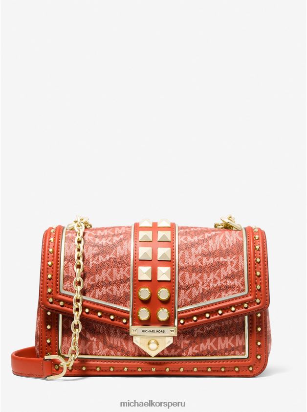 accesorios educacion fisica Michael Kors mujer bolso de hombro soho grande con estampado animal y logo Naranja intenso 8FX48V887