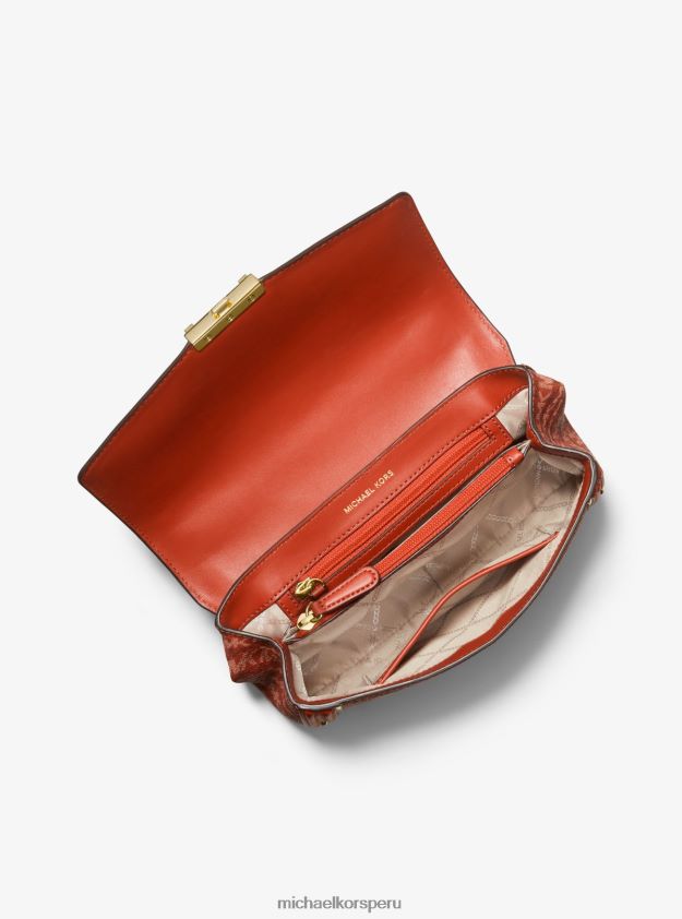 accesorios educacion fisica Michael Kors mujer bolso de hombro soho grande con estampado animal y logo Naranja intenso 8FX48V887
