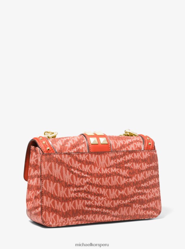 accesorios educacion fisica Michael Kors mujer bolso de hombro soho grande con estampado animal y logo Naranja intenso 8FX48V887