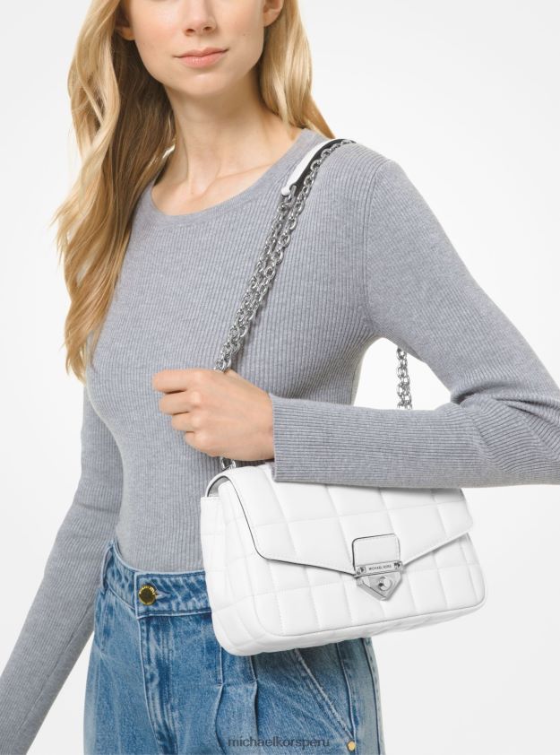 accesorios educacion fisica Michael Kors mujer bolso de hombro soho grande de piel acolchada Blanco óptico 8FX48V769