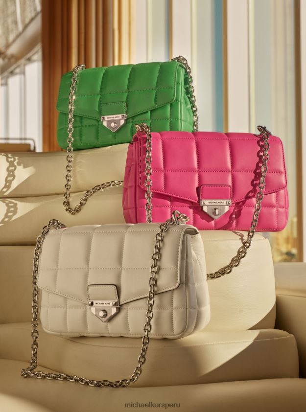 accesorios educacion fisica Michael Kors mujer bolso de hombro soho grande de piel acolchada Blanco óptico 8FX48V769