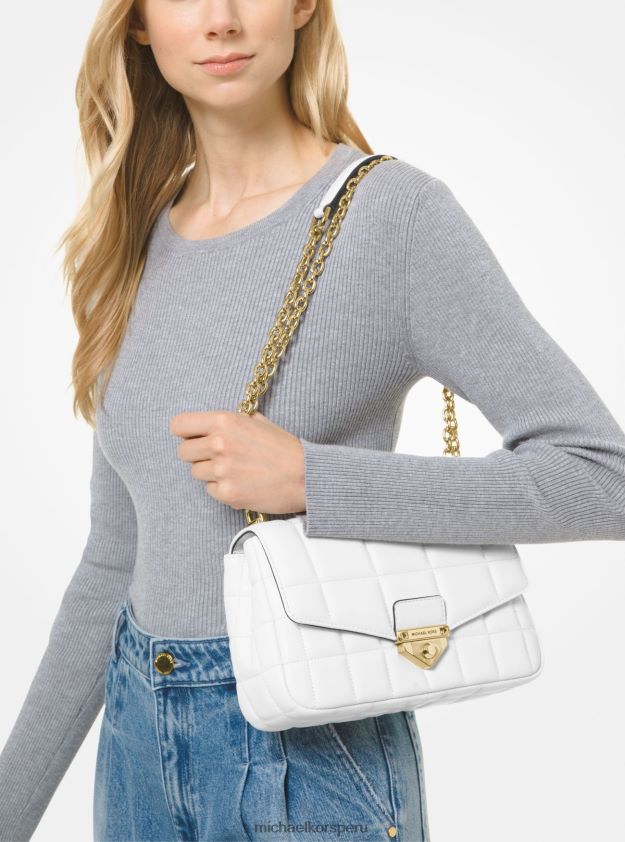 accesorios educacion fisica Michael Kors mujer bolso de hombro soho grande de piel acolchada Blanco óptico 8FX48V994