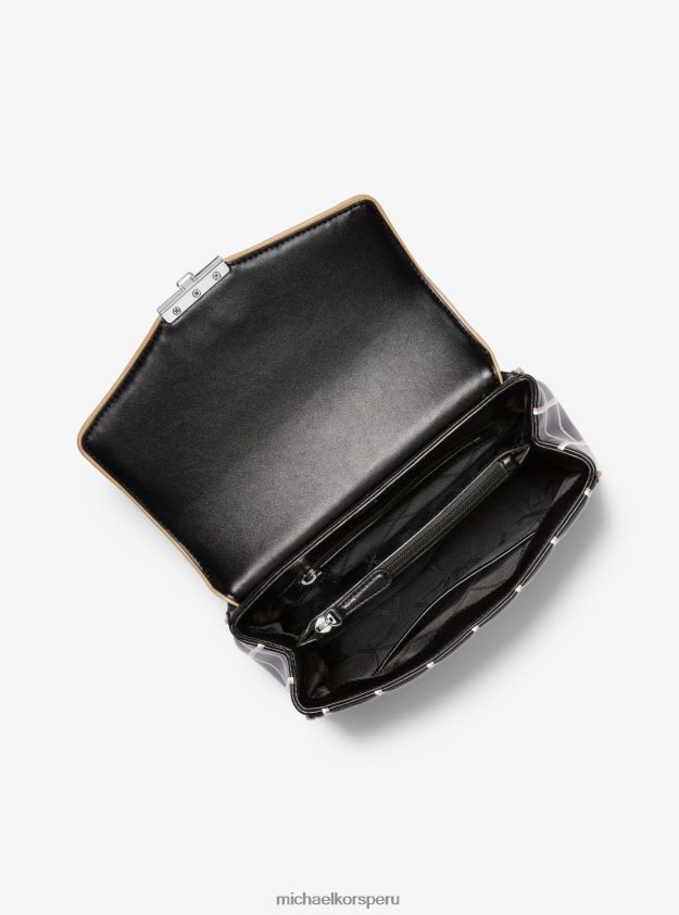 accesorios educacion fisica Michael Kors mujer bolso de hombro soho grande de piel sintética acolchado con ribetes en contraste negro/camello 8FX48V827