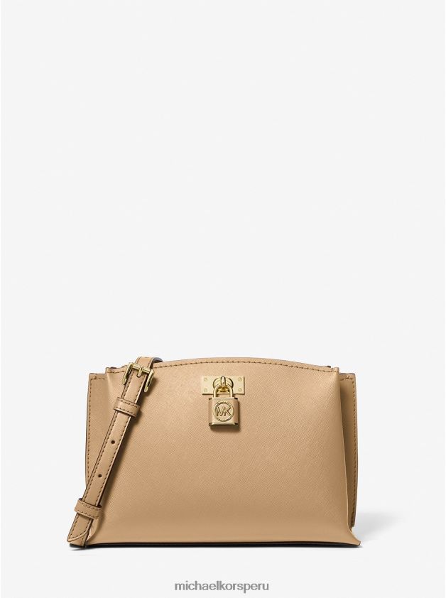 accesorios educacion fisica Michael Kors mujer bolso messenger rubí mediano de piel saffiano camello 8FX48V727