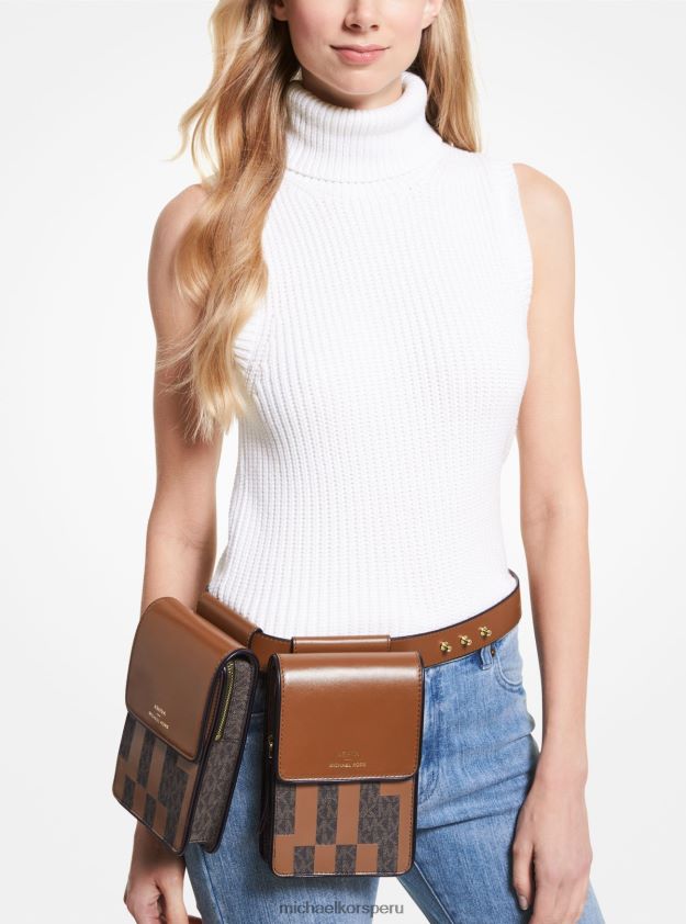 accesorios educacion fisica Michael Kors mujer bolso multibolso ashya x saga de piel y firma marrón múltiple 8FX48V940