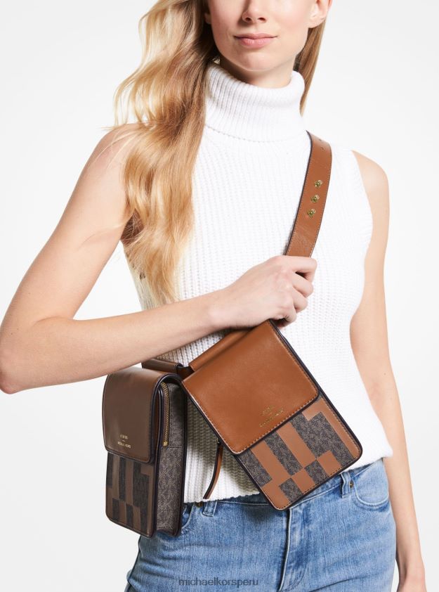 accesorios educacion fisica Michael Kors mujer bolso multibolso ashya x saga de piel y firma marrón múltiple 8FX48V940