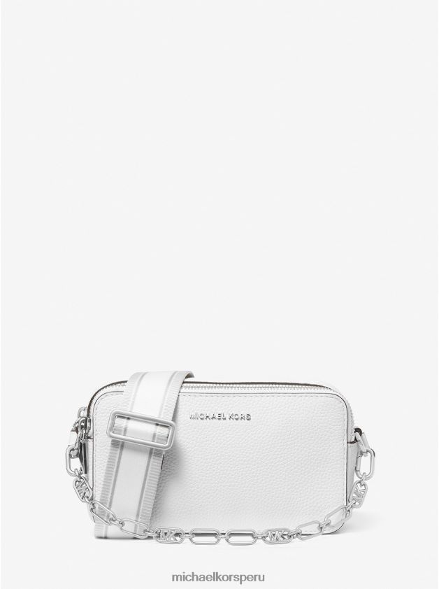 accesorios educacion fisica Michael Kors mujer bolso para cámara Jet Set pequeño de piel granulada con doble cremallera Blanco óptico 8FX48V745
