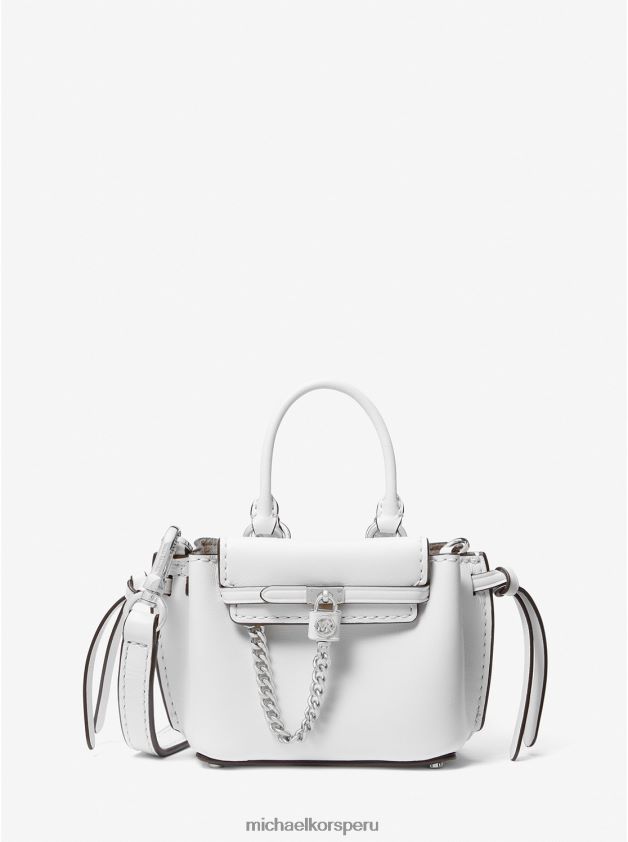 accesorios educacion fisica Michael Kors mujer bolso satchel hamilton Legacy extrapequeño de piel con cinturón Blanco óptico 8FX48V654