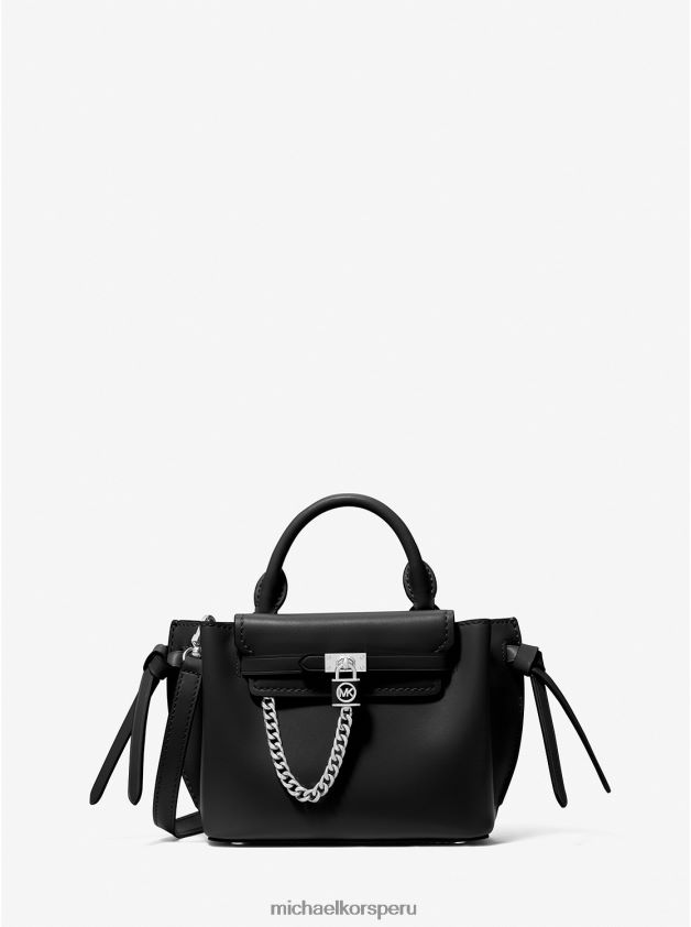 accesorios educacion fisica Michael Kors mujer bolso satchel hamilton Legacy extrapequeño de piel con cinturón negro 8FX48V656