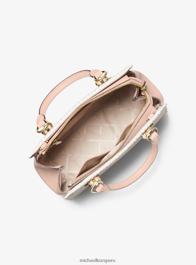 accesorios educacion fisica Michael Kors mujer cartera Marilyn mediana con logo vainilla/rosa suave 8FX48V899