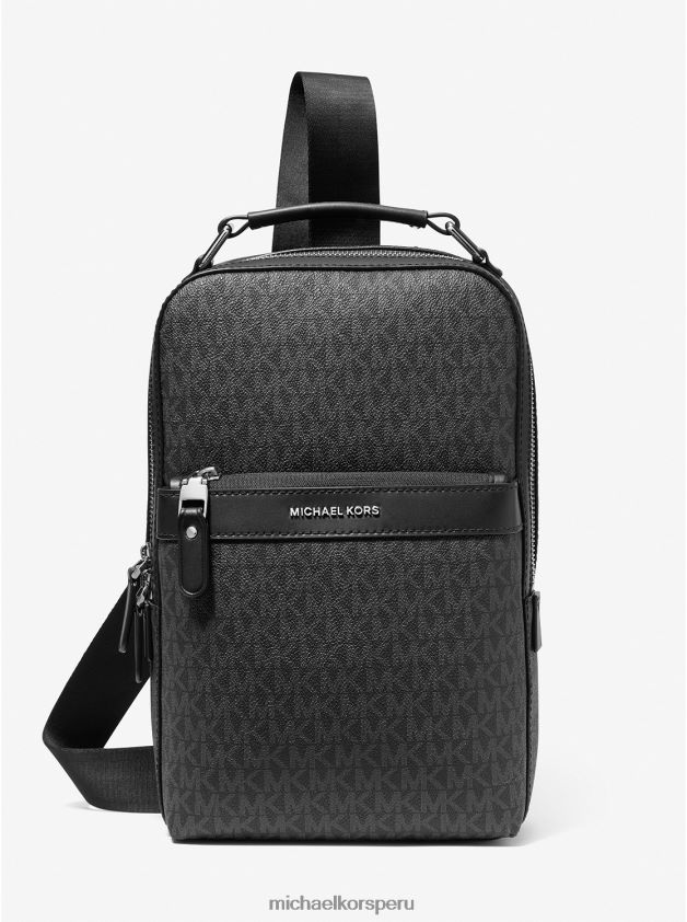 accesorios educacion fisica Michael Kors mujer mochila con logo Hudson negro 8FX48V840