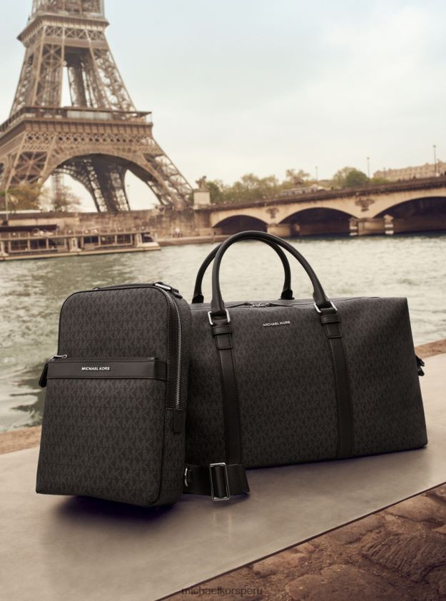 accesorios educacion fisica Michael Kors mujer mochila con logo Hudson negro 8FX48V840