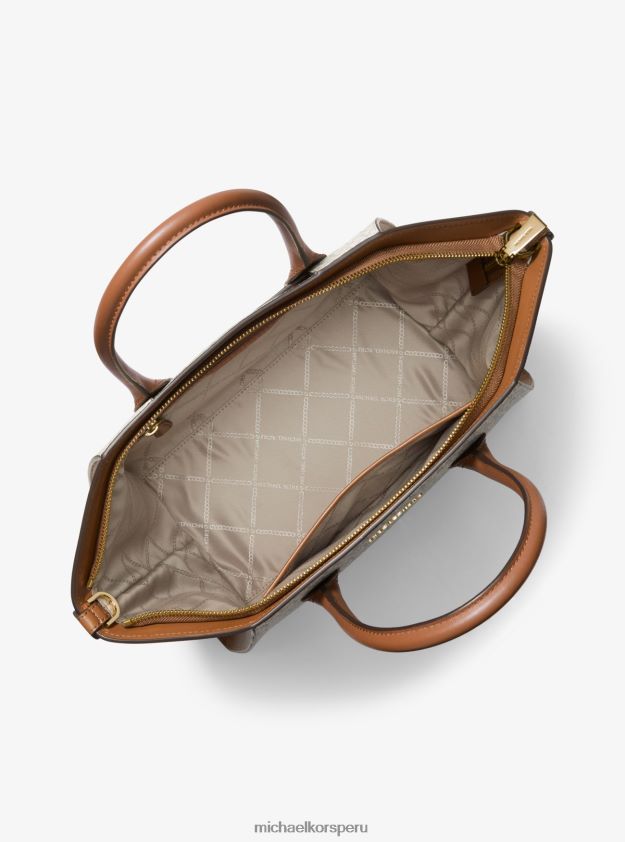 accesorios educacion fisica Michael Kors mujer bolso satchel avril grande con logo y cremallera superior vainilla/bellota 8FX48V1494