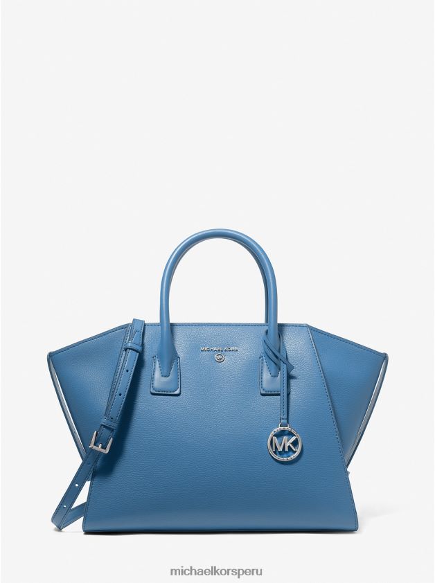 accesorios educacion fisica Michael Kors mujer bolso satchel avril grande de piel con cremallera superior azul patrimonio 8FX48V1448