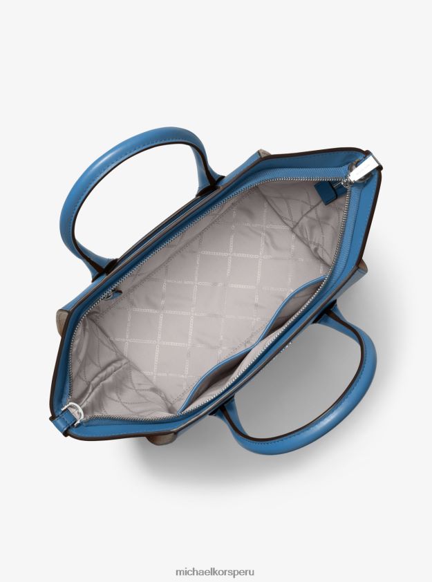 accesorios educacion fisica Michael Kors mujer bolso satchel avril grande de piel con cremallera superior azul patrimonio 8FX48V1448