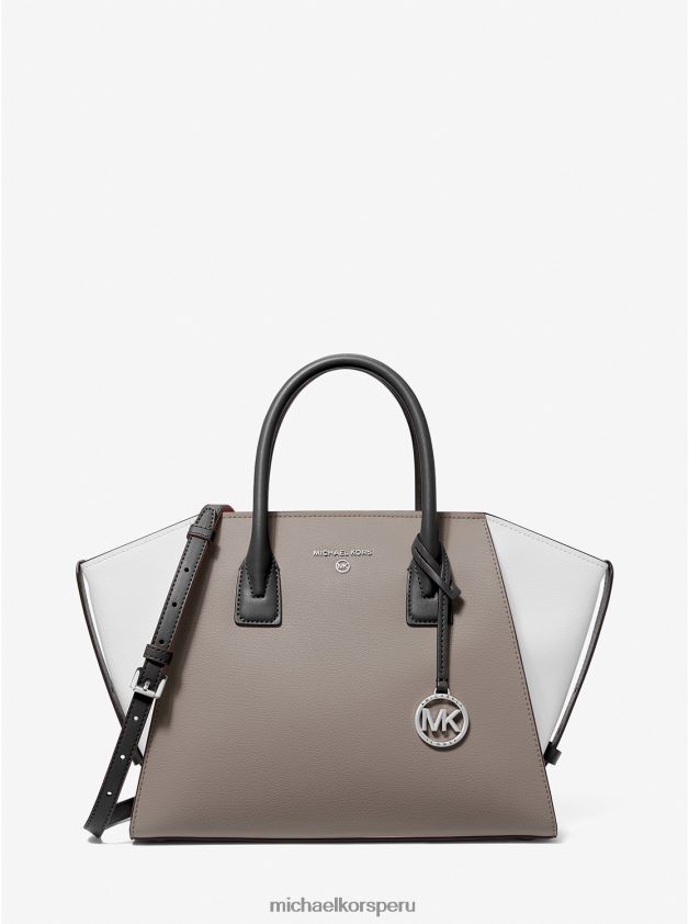 accesorios educacion fisica Michael Kors mujer bolso satchel avril grande de piel granulada con bloques de color y cremallera superior pgry/opt/blk 8FX48V1447