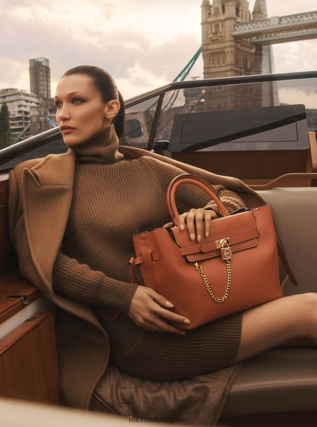 accesorios educacion fisica Michael Kors mujer bolso satchel hamilton Legacy grande de piel con cinturón Naranja intenso 8FX48V1408