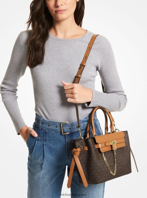accesorios educacion fisica Michael Kors mujer bolso satchel hamilton Legacy pequeño con cinturón y logo brn/bellota 8FX48V1471