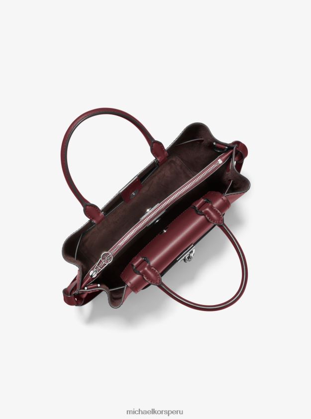 accesorios educacion fisica Michael Kors mujer bolso satchel hamilton Legacy pequeño de piel con cinturón merlot 8FX48V1505