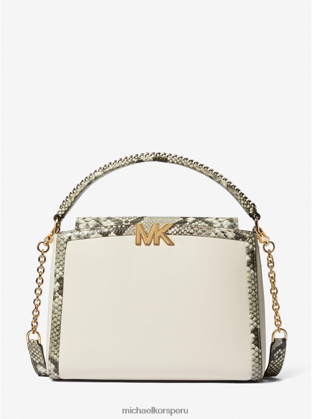 accesorios educacion fisica Michael Kors mujer bolso satchel karlie mediano de piel con relieve de serpiente y guijarros crema ligera 8FX48V1440