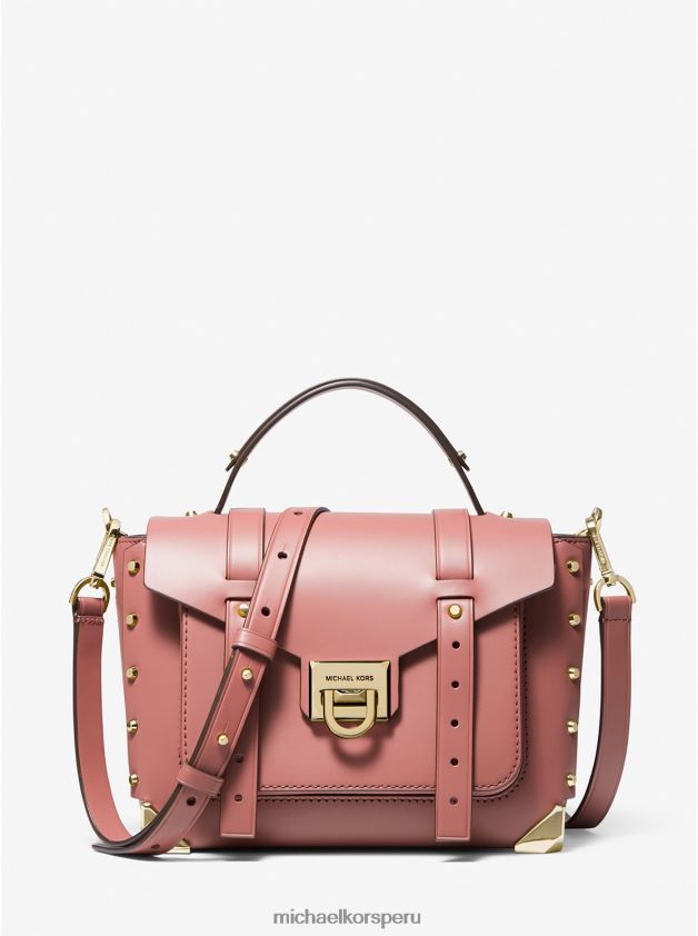 accesorios educacion fisica Michael Kors mujer bolso satchel manhattan mediano de piel rosa 8FX48V1436