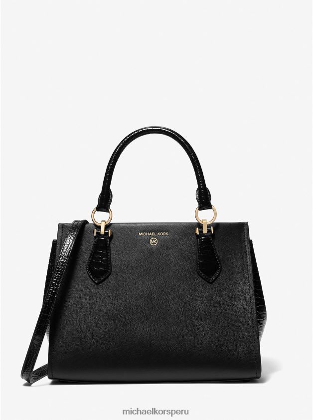 accesorios educacion fisica Michael Kors mujer bolso satchel marilyn mediano de piel saffiano negro 8FX48V1403