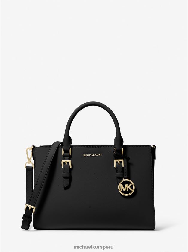 accesorios educacion fisica Michael Kors mujer bolso satchel mediano 2 en 1 de piel saffiano y logo Sally negro 8FX48V1434