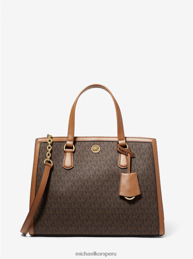 accesorios educacion fisica Michael Kors mujer bolso satchel mediano chantal con logo brn/bellota 8FX48V1416