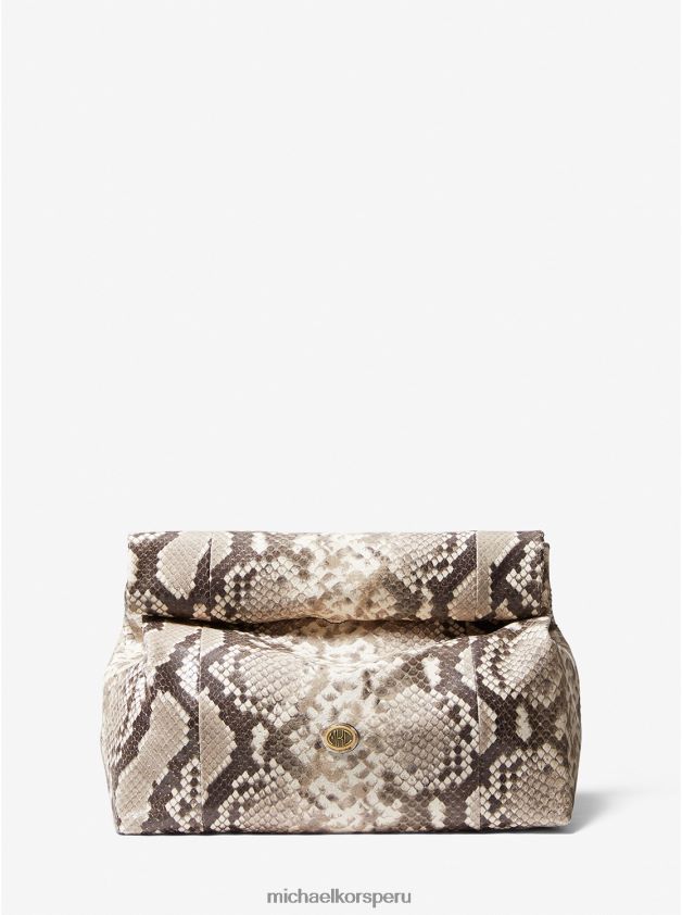 accesorios educacion fisica Michael Kors mujer bolso de almuerzo con grabado de pitón y monograma de la colección natural 8FX48V1648