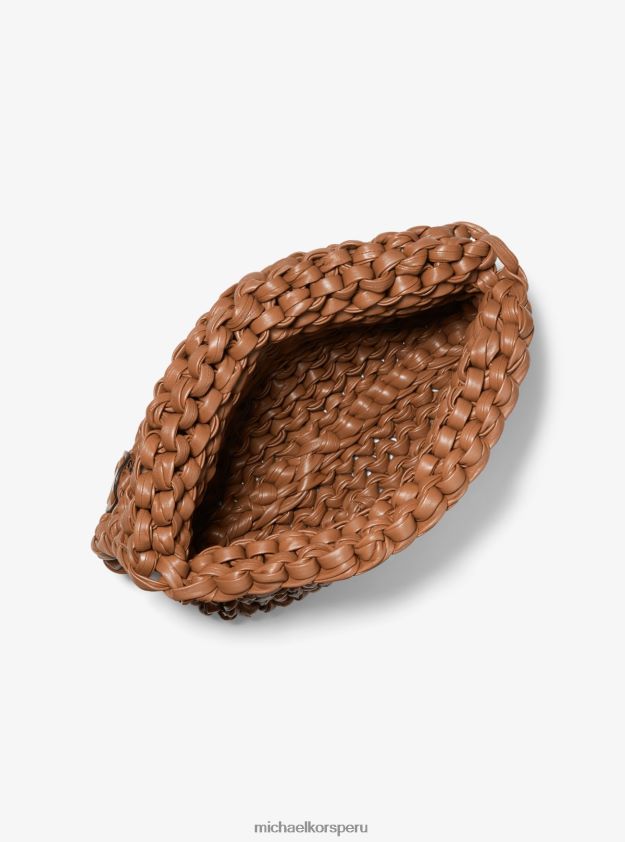 accesorios educacion fisica Michael Kors mujer bolso de mano tipo sobre de piel tejido a mano carly de la colección castaña 8FX48V1643