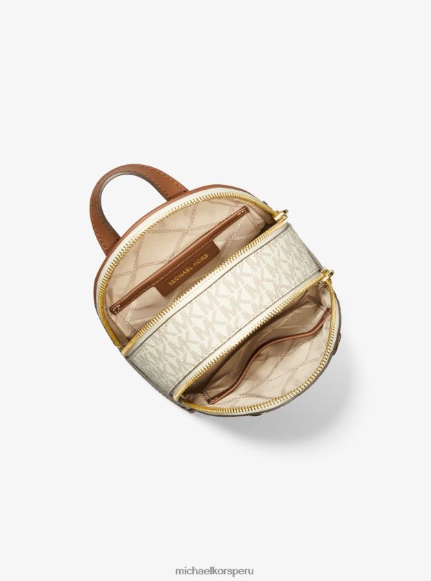 accesorios educacion fisica Michael Kors mujer mochila Brooklyn extrapequeña con logo vainilla/bellota 8FX48V1212