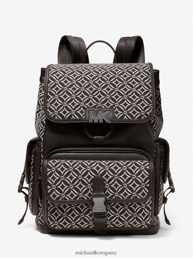 accesorios educacion fisica Michael Kors mujer mochila Hudson con logo en jacquard negro/crema claro 8FX48V1280
