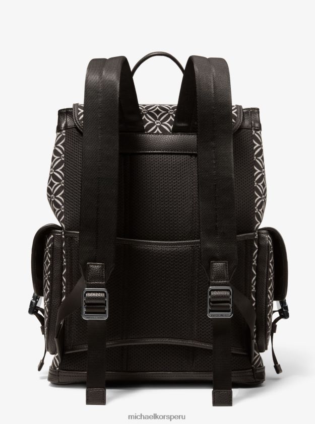 accesorios educacion fisica Michael Kors mujer mochila Hudson con logo en jacquard negro/crema claro 8FX48V1280